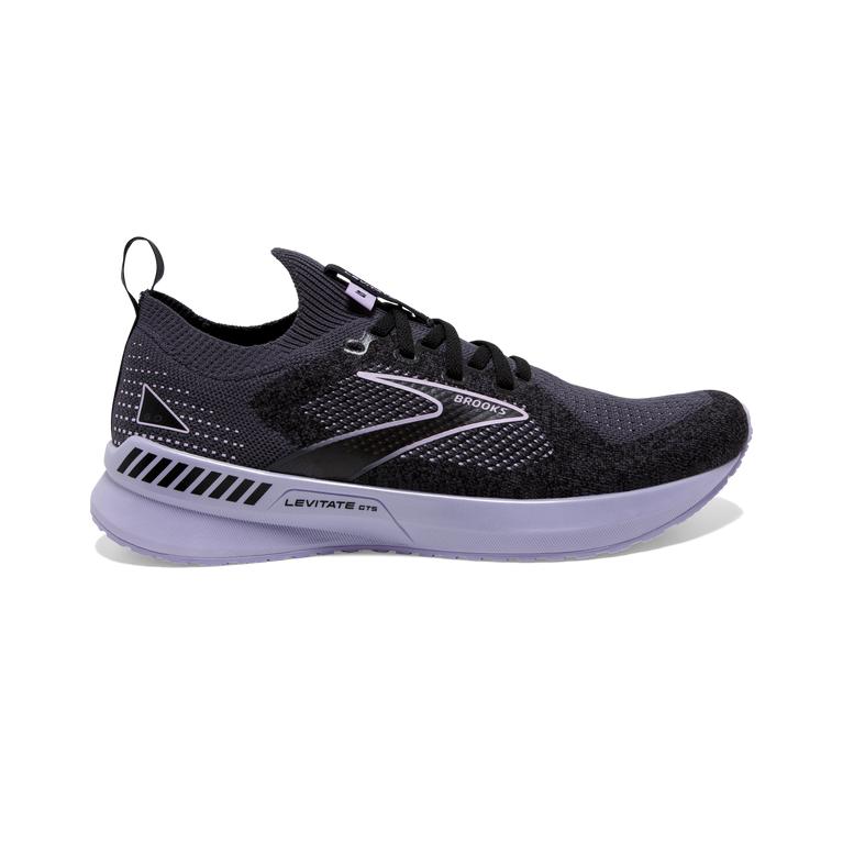 Brooks Women's LEVITATE STEALTHFIT GTS 5 Road Running Shoes - Black/Ebony/grey Charcoal/MediumPurple